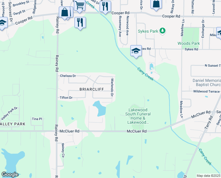 map of restaurants, bars, coffee shops, grocery stores, and more near 537 Spryfield Road in Jackson