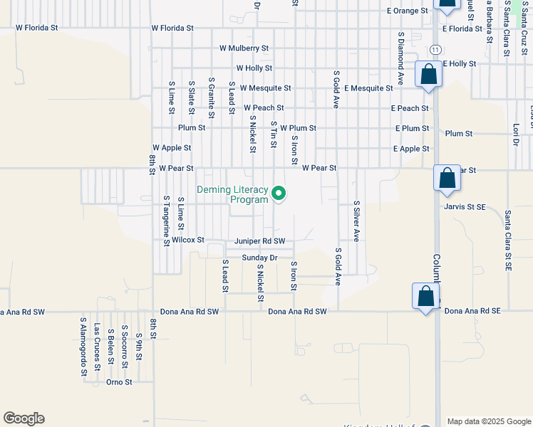 map of restaurants, bars, coffee shops, grocery stores, and more near 2410 South Tin Street in Deming