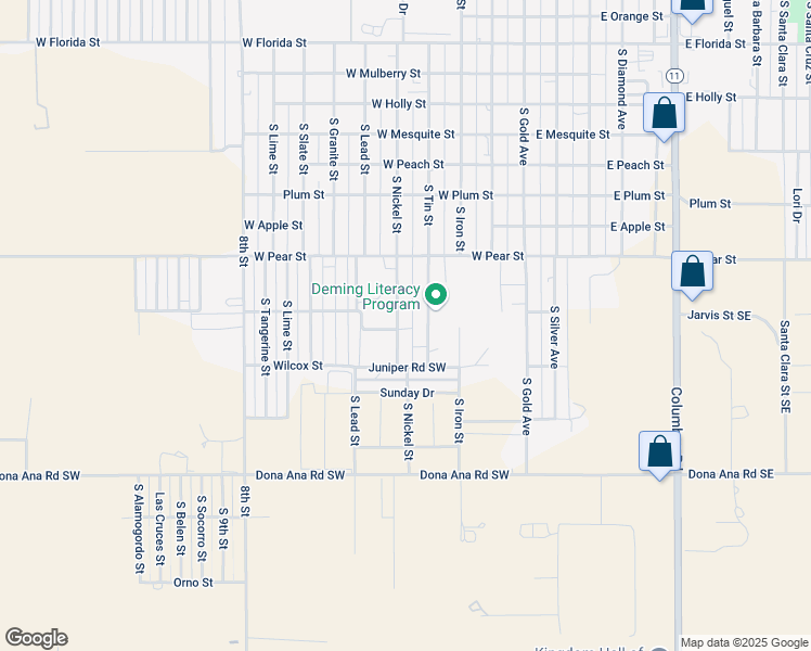 map of restaurants, bars, coffee shops, grocery stores, and more near 2410 South Tin Street in Deming