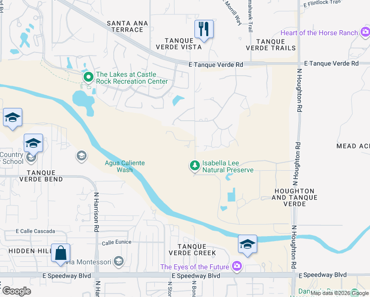 map of restaurants, bars, coffee shops, grocery stores, and more near 1901 North Bonanza Avenue in Tucson