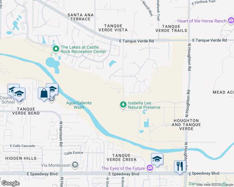 map of restaurants, bars, coffee shops, grocery stores, and more near 1901 North Bonanza Avenue in Tucson