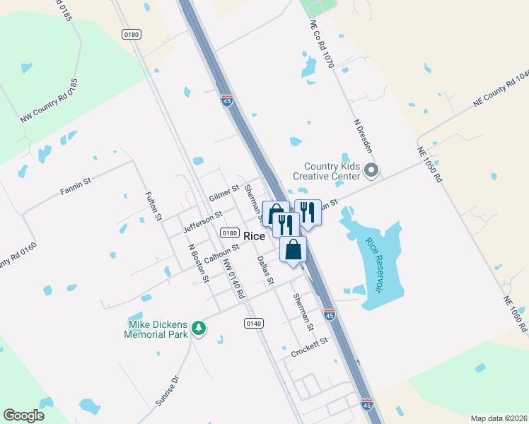 map of restaurants, bars, coffee shops, grocery stores, and more near 200 McKinney Street in Rice