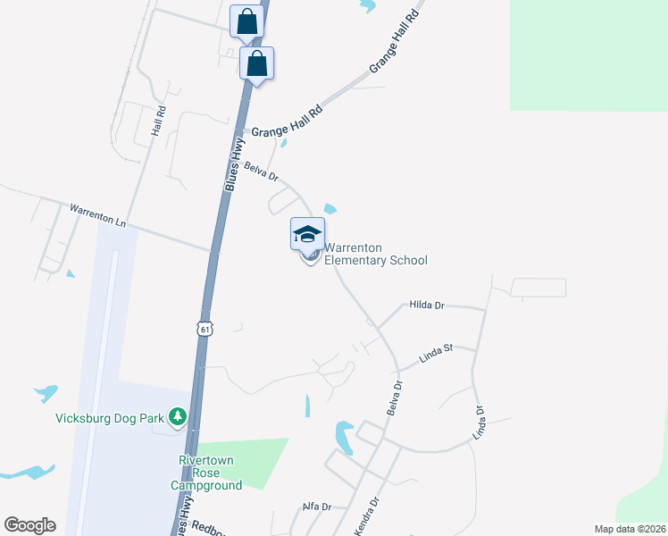 map of restaurants, bars, coffee shops, grocery stores, and more near 809 Belva Drive in Vicksburg