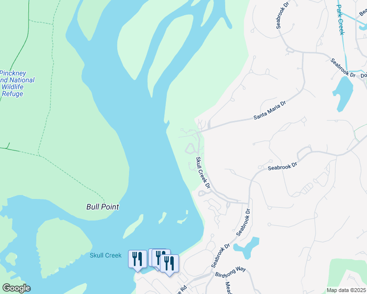 map of restaurants, bars, coffee shops, grocery stores, and more near 73 Skull Creek Drive in Hilton Head Island