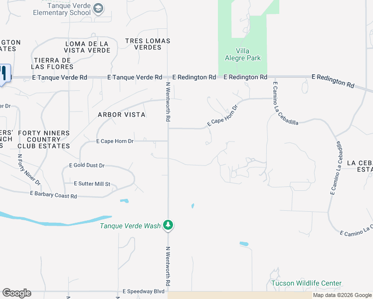 map of restaurants, bars, coffee shops, grocery stores, and more near 2012 North Wentworth Road in Tucson