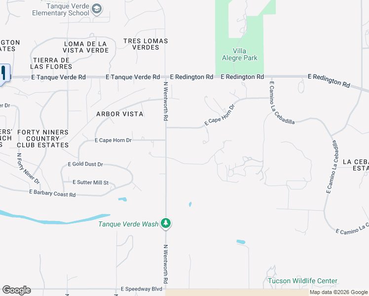 map of restaurants, bars, coffee shops, grocery stores, and more near 2012 North Wentworth Road in Tucson