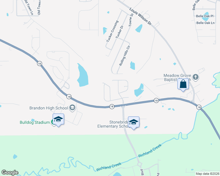 map of restaurants, bars, coffee shops, grocery stores, and more near Hartwood Cove in Brandon