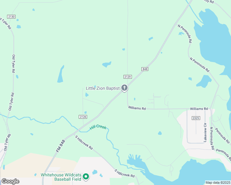 map of restaurants, bars, coffee shops, grocery stores, and more near 16042 FM 848 in Whitehouse