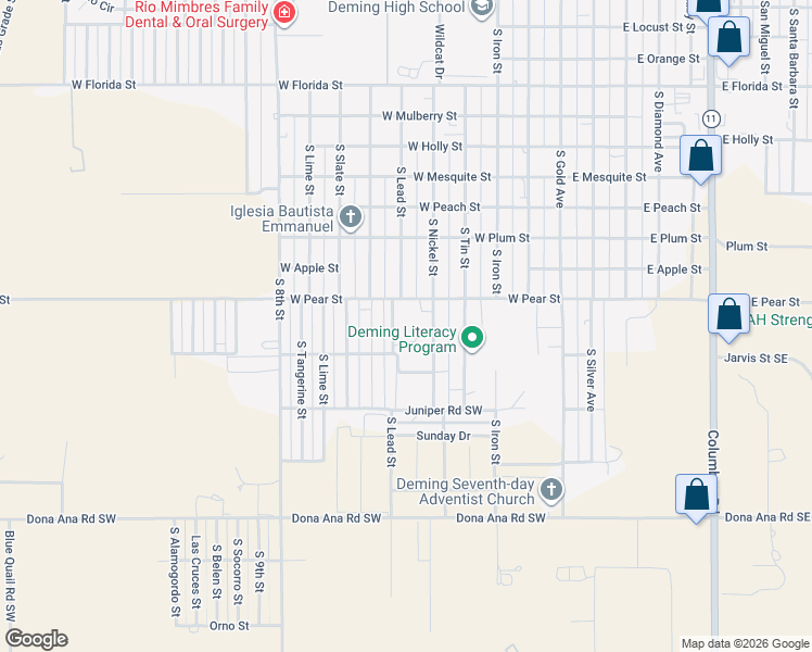 map of restaurants, bars, coffee shops, grocery stores, and more near 2200-2698 South Nickel Street in Deming