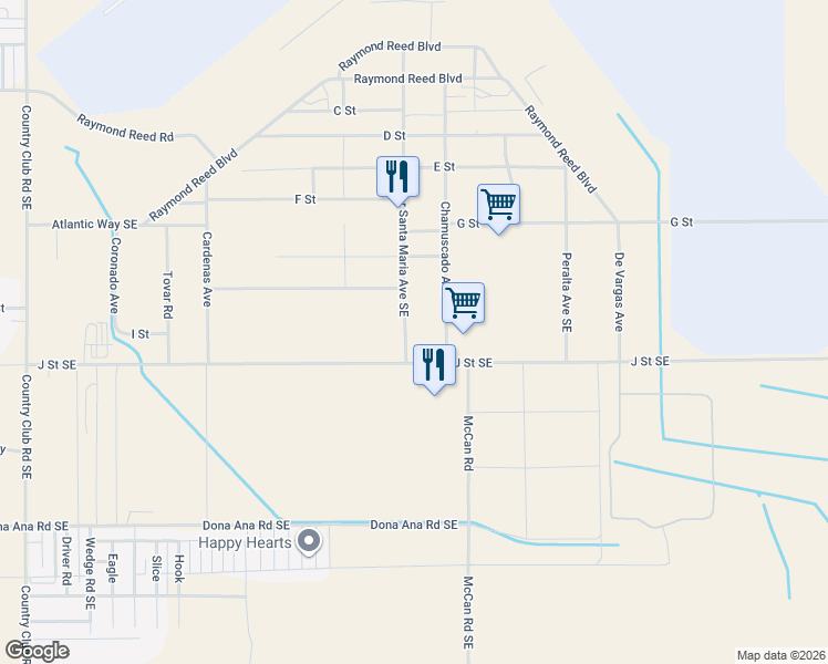 map of restaurants, bars, coffee shops, grocery stores, and more near 3600 J Street Southeast in Deming