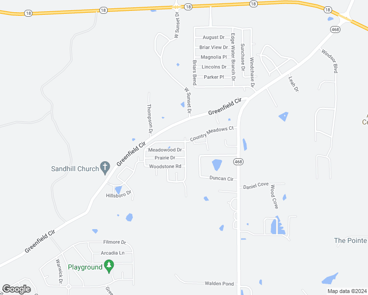 map of restaurants, bars, coffee shops, grocery stores, and more near 5000 Country Meadows Court in Brandon