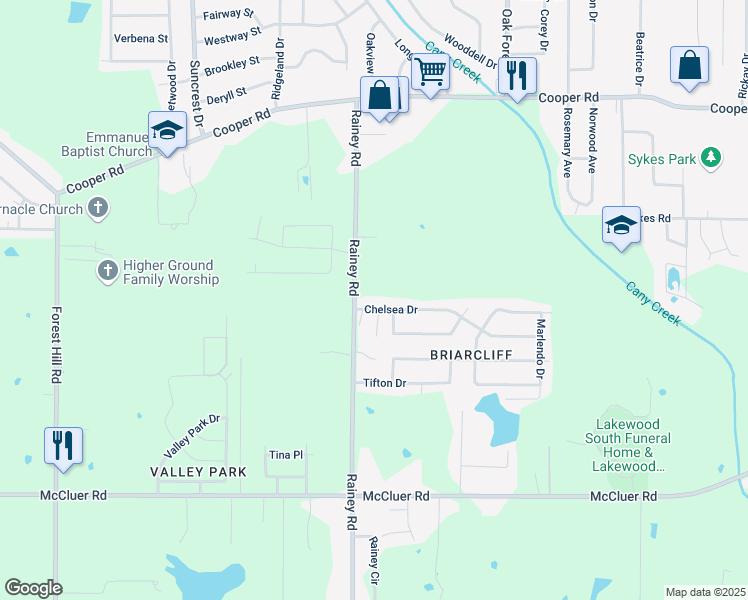 map of restaurants, bars, coffee shops, grocery stores, and more near 656 Chelsea Drive in Jackson