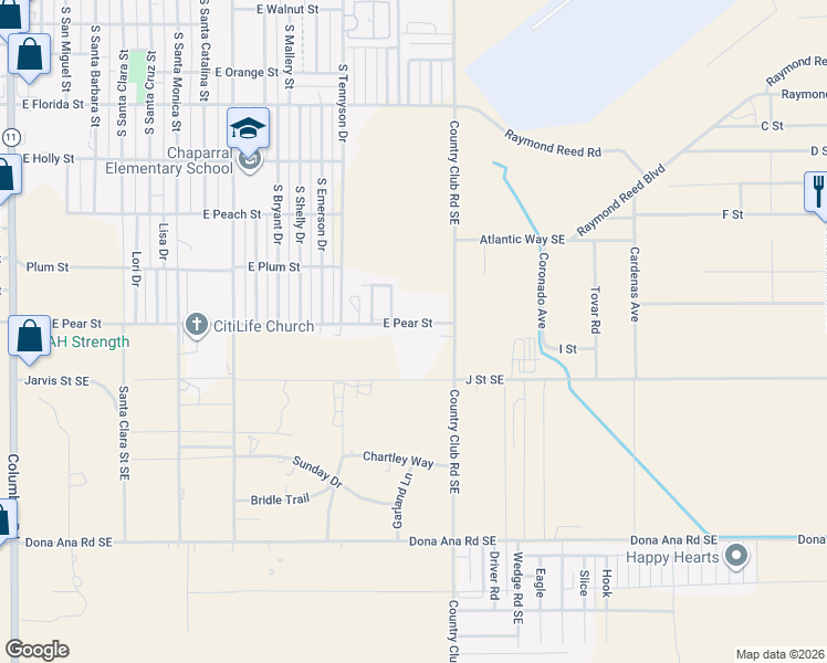 map of restaurants, bars, coffee shops, grocery stores, and more near 2220 East Pear Street in Deming