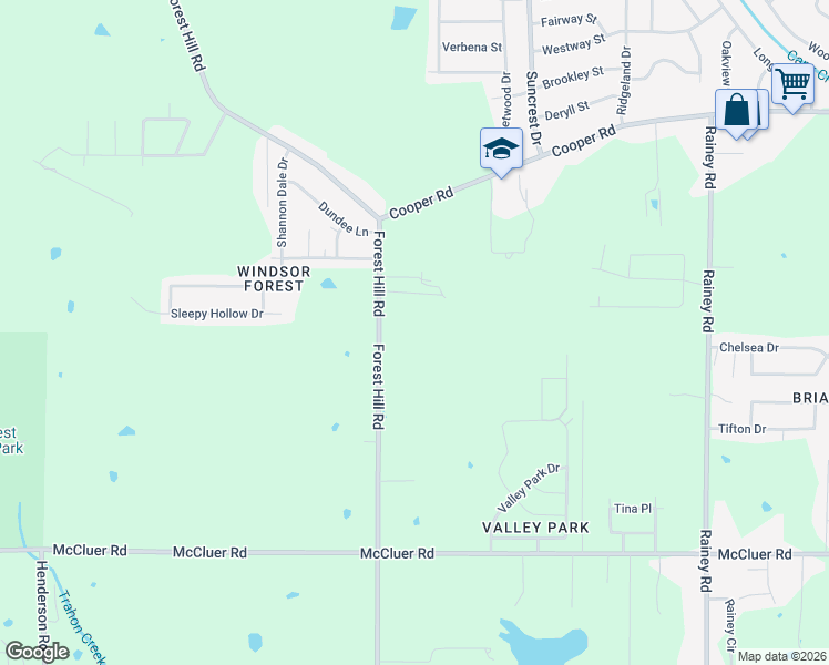 map of restaurants, bars, coffee shops, grocery stores, and more near 3606 Forest Hill Road in Jackson