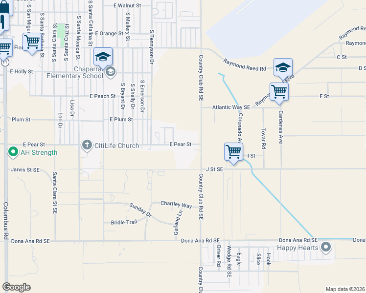 map of restaurants, bars, coffee shops, grocery stores, and more near 2220 East Pear Street in Deming
