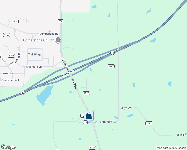 map of restaurants, bars, coffee shops, grocery stores, and more near 5996 County Road 2297 in Whitehouse