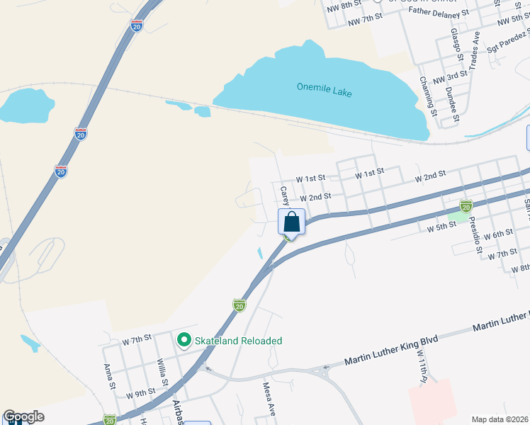 map of restaurants, bars, coffee shops, grocery stores, and more near Hillcrest Avenue in Big Spring