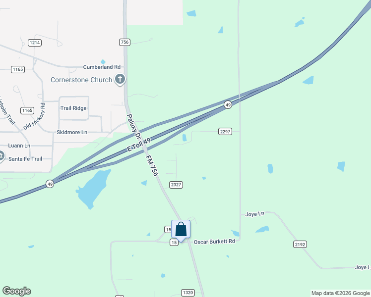 map of restaurants, bars, coffee shops, grocery stores, and more near 5996 County Road 2297 in Whitehouse