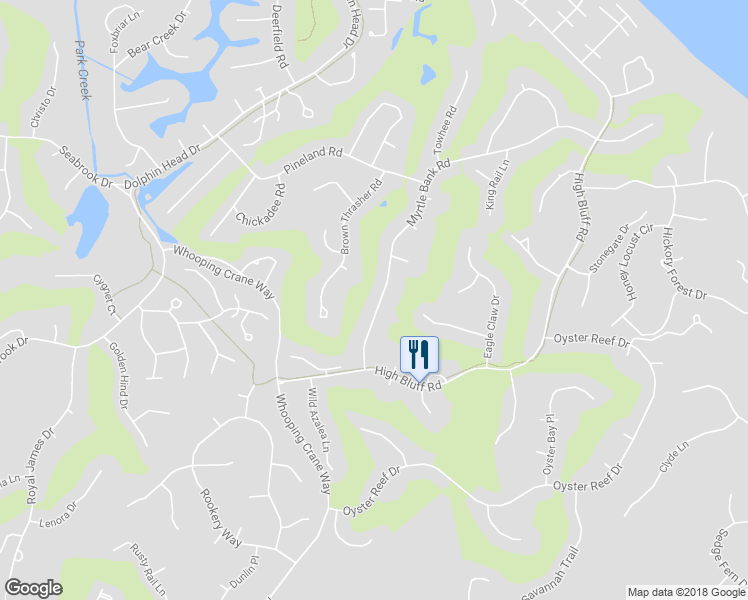 map of restaurants, bars, coffee shops, grocery stores, and more near 17 Myrtle Bank Road in Hilton Head Island