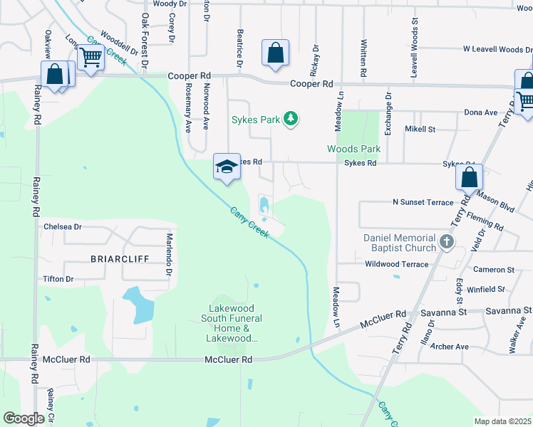 map of restaurants, bars, coffee shops, grocery stores, and more near 3665 Sykes Park Drive in Jackson