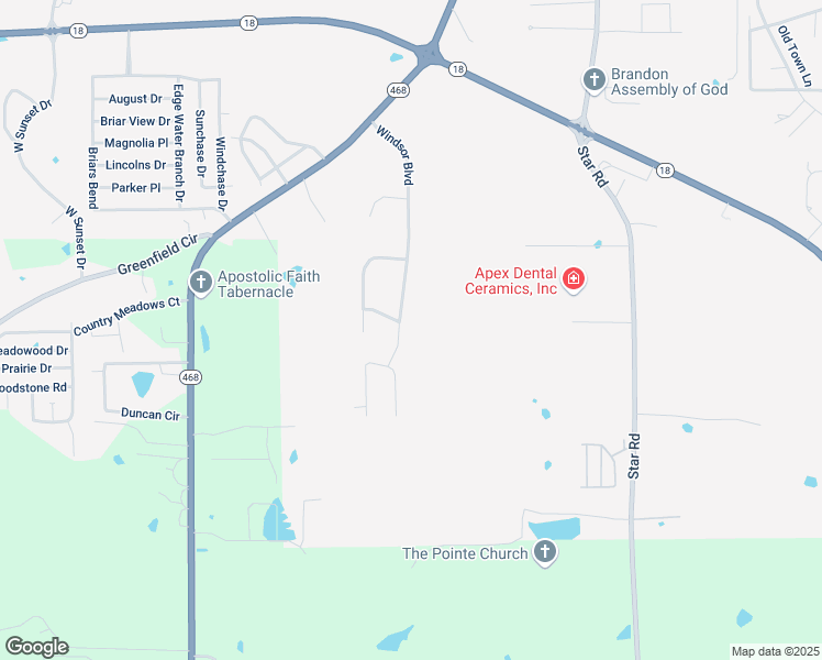 map of restaurants, bars, coffee shops, grocery stores, and more near 121 Windsor Boulevard in Brandon