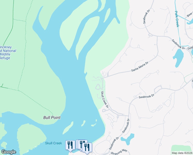 map of restaurants, bars, coffee shops, grocery stores, and more near 2 Grand Court in Bluffton