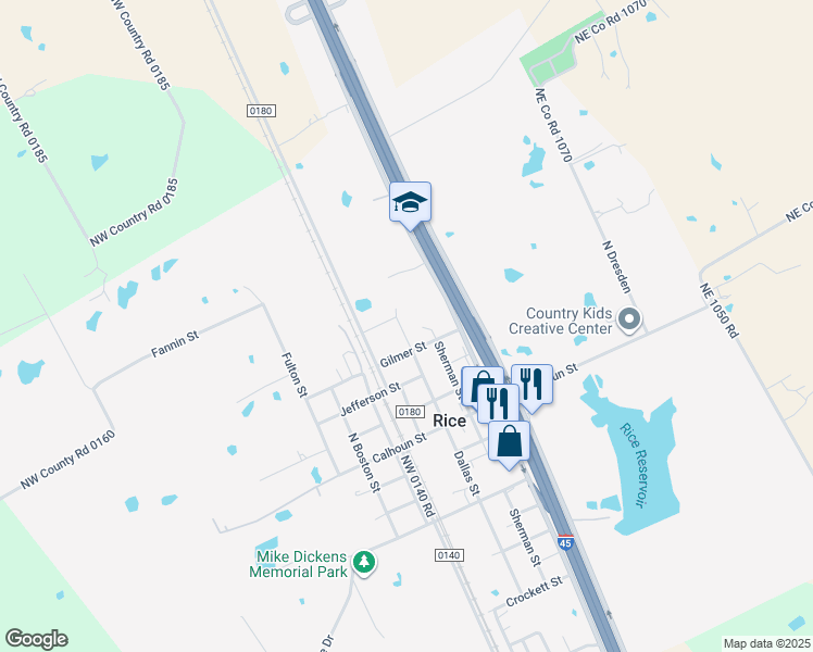 map of restaurants, bars, coffee shops, grocery stores, and more near 306 Gilmer Street in Rice