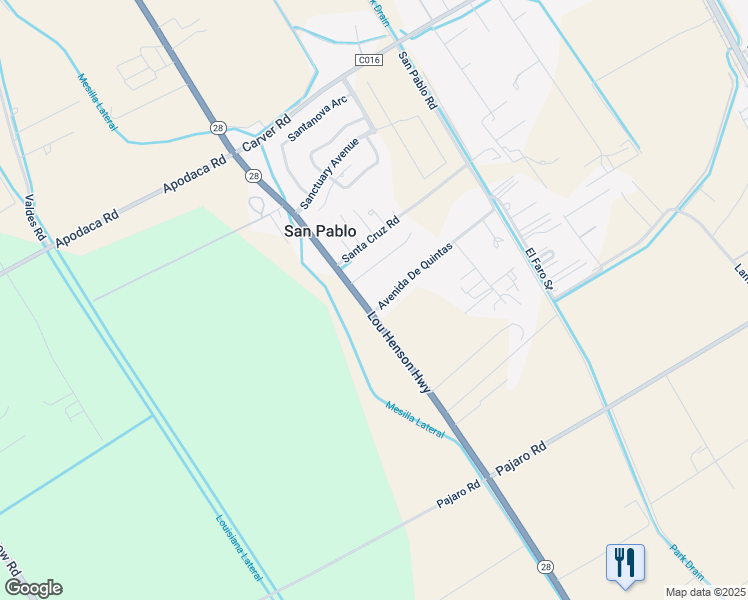 map of restaurants, bars, coffee shops, grocery stores, and more near 1734 Avenida De Quintas in Las Cruces