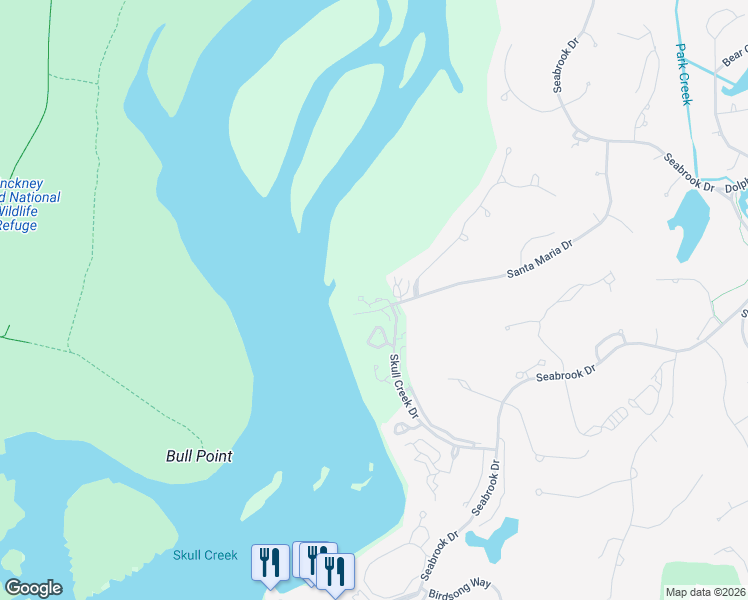 map of restaurants, bars, coffee shops, grocery stores, and more near 2 Grand Court in Bluffton