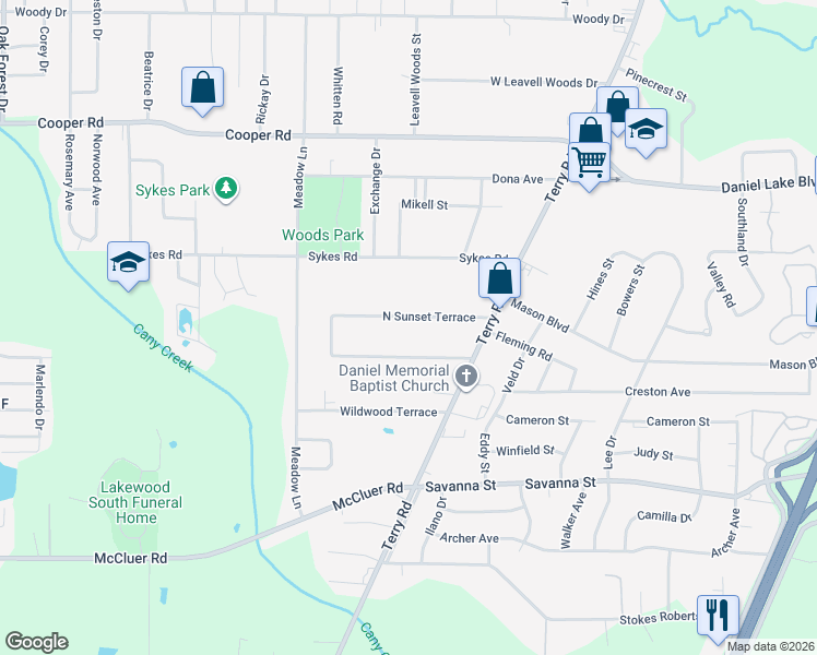map of restaurants, bars, coffee shops, grocery stores, and more near 181 N Sunset Terrace in Jackson