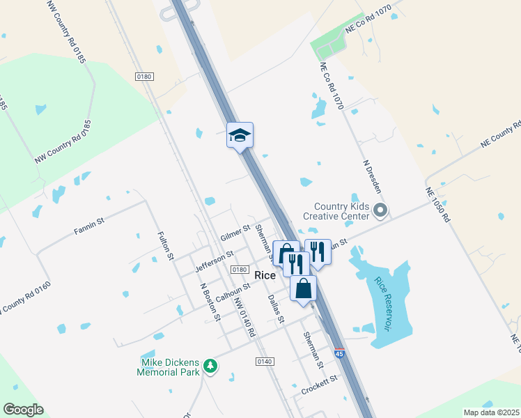 map of restaurants, bars, coffee shops, grocery stores, and more near 306 Gilmer Street in Rice