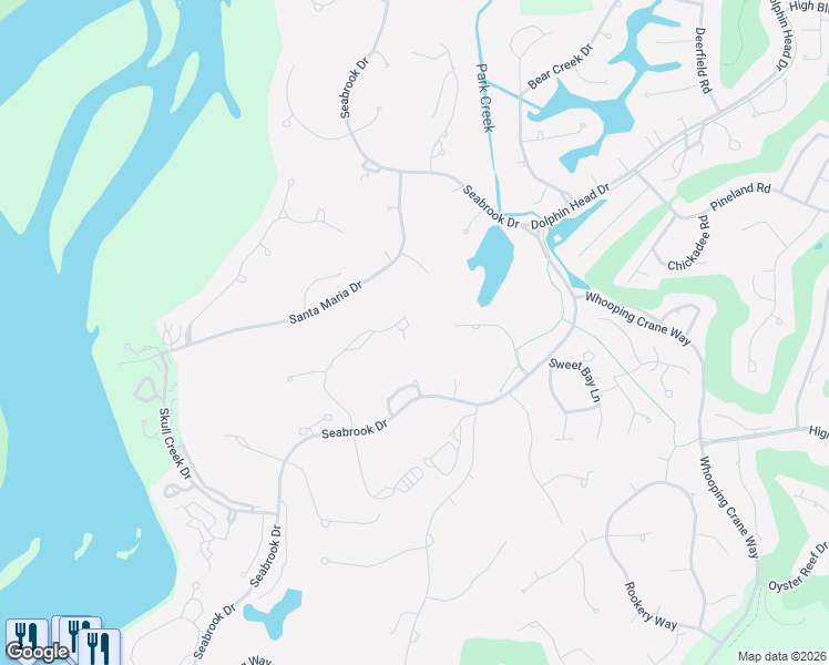map of restaurants, bars, coffee shops, grocery stores, and more near 36 Ellenita Drive in Hilton Head Island