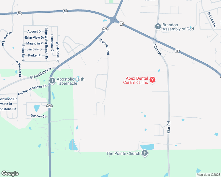 map of restaurants, bars, coffee shops, grocery stores, and more near 121 Windsor Boulevard in Brandon