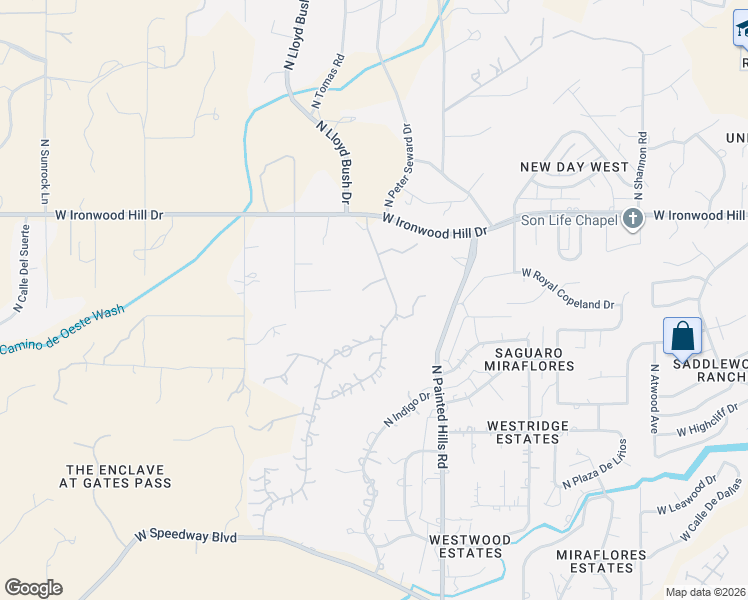 map of restaurants, bars, coffee shops, grocery stores, and more near 2089 North Whispering Bells Drive in Tucson
