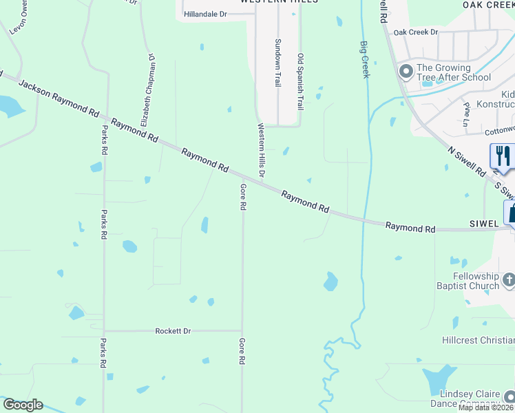 map of restaurants, bars, coffee shops, grocery stores, and more near 4850 Raymond Road in Jackson