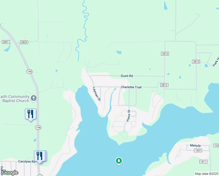 map of restaurants, bars, coffee shops, grocery stores, and more near 6904 Scott Street in Eustace