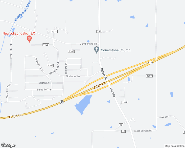 map of restaurants, bars, coffee shops, grocery stores, and more near 1710 Skidmore Lane in Tyler
