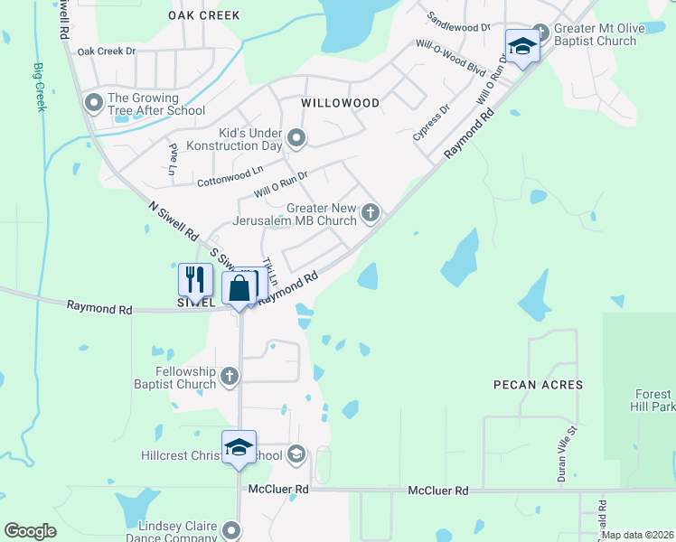 map of restaurants, bars, coffee shops, grocery stores, and more near 4525 Raymond Road in Jackson