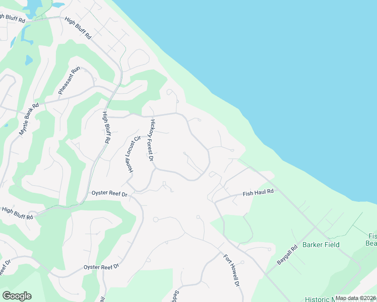 map of restaurants, bars, coffee shops, grocery stores, and more near 12 Hickory Knoll Place in Hilton Head Island