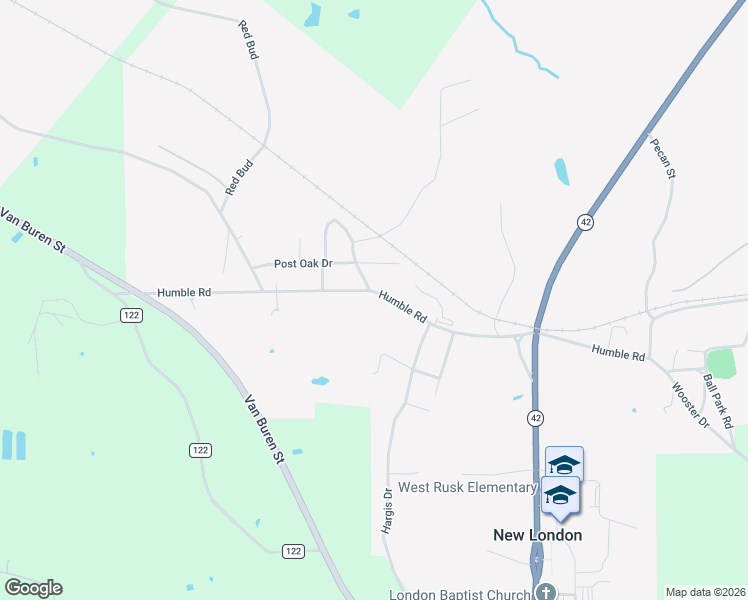 map of restaurants, bars, coffee shops, grocery stores, and more near 585 Humble Road in Overton