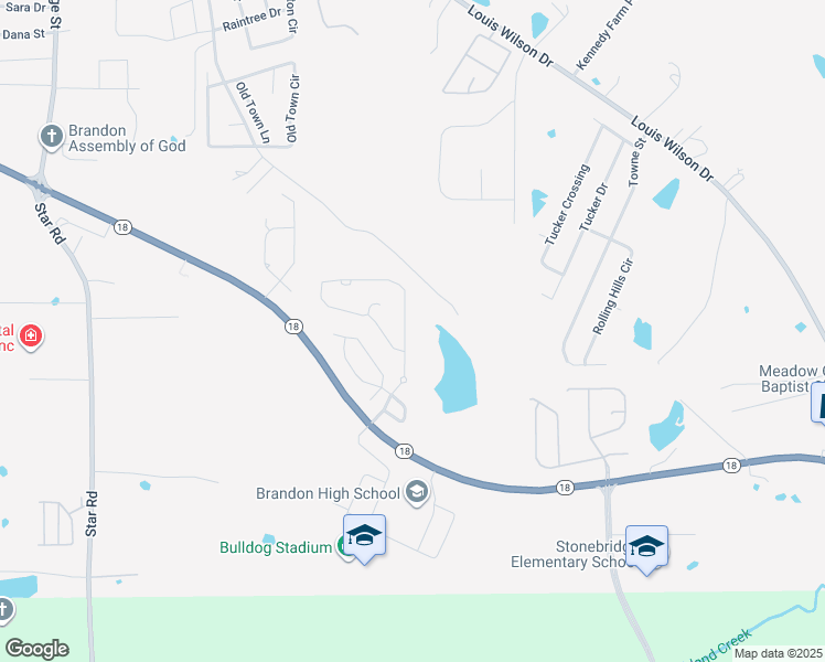 map of restaurants, bars, coffee shops, grocery stores, and more near 123 Provonce Park in Brandon