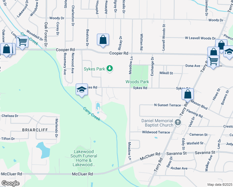 map of restaurants, bars, coffee shops, grocery stores, and more near 515 Sykes Road in Jackson