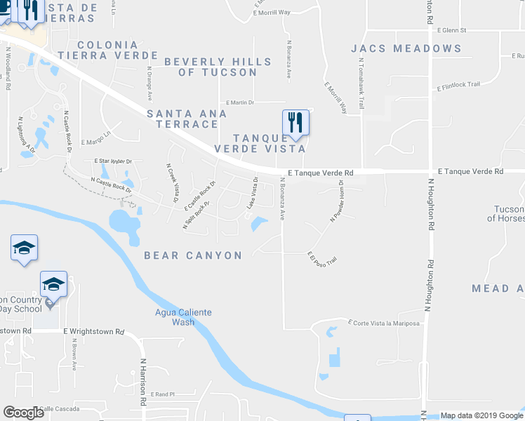 map of restaurants, bars, coffee shops, grocery stores, and more near 2226 North Catalina Vista Loop in Tucson