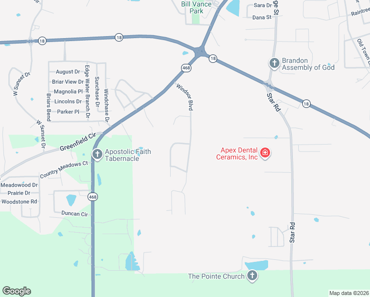 map of restaurants, bars, coffee shops, grocery stores, and more near 125-139 Windsor Boulevard in Brandon