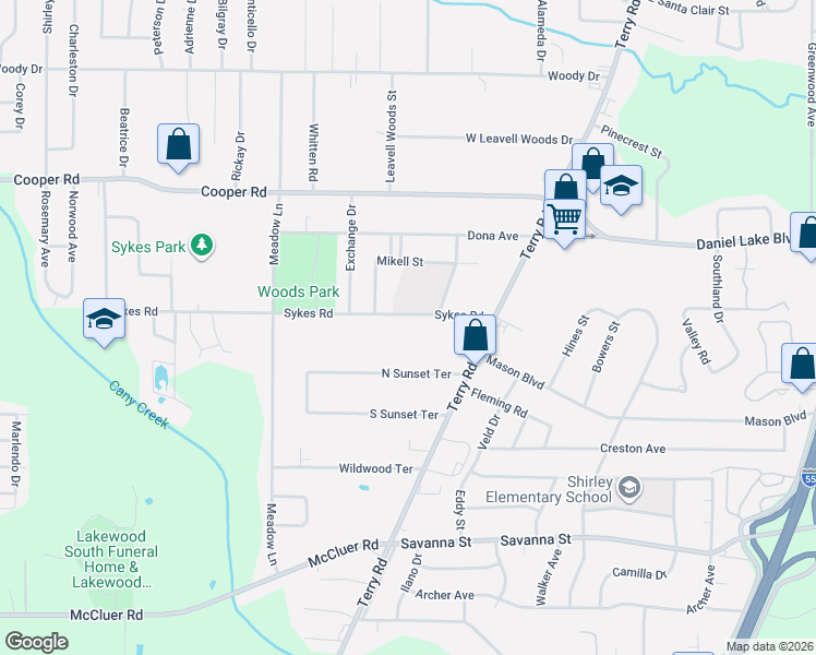 map of restaurants, bars, coffee shops, grocery stores, and more near 217 Sykes Road in Jackson