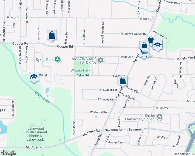 map of restaurants, bars, coffee shops, grocery stores, and more near 263 Sykes Road in Jackson