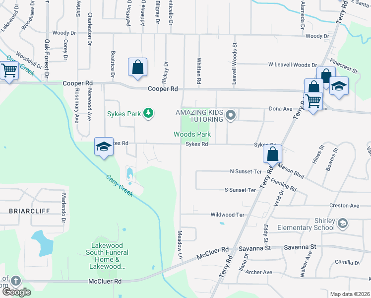 map of restaurants, bars, coffee shops, grocery stores, and more near 3627 Meadow Lane in Jackson