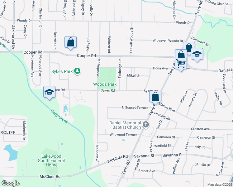 map of restaurants, bars, coffee shops, grocery stores, and more near 331 Sykes Road in Jackson