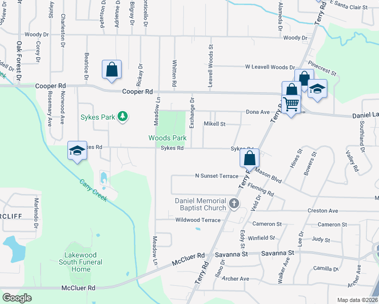 map of restaurants, bars, coffee shops, grocery stores, and more near 331 Sykes Road in Jackson