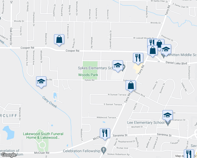 map of restaurants, bars, coffee shops, grocery stores, and more near 3559 Exchange Drive in Jackson
